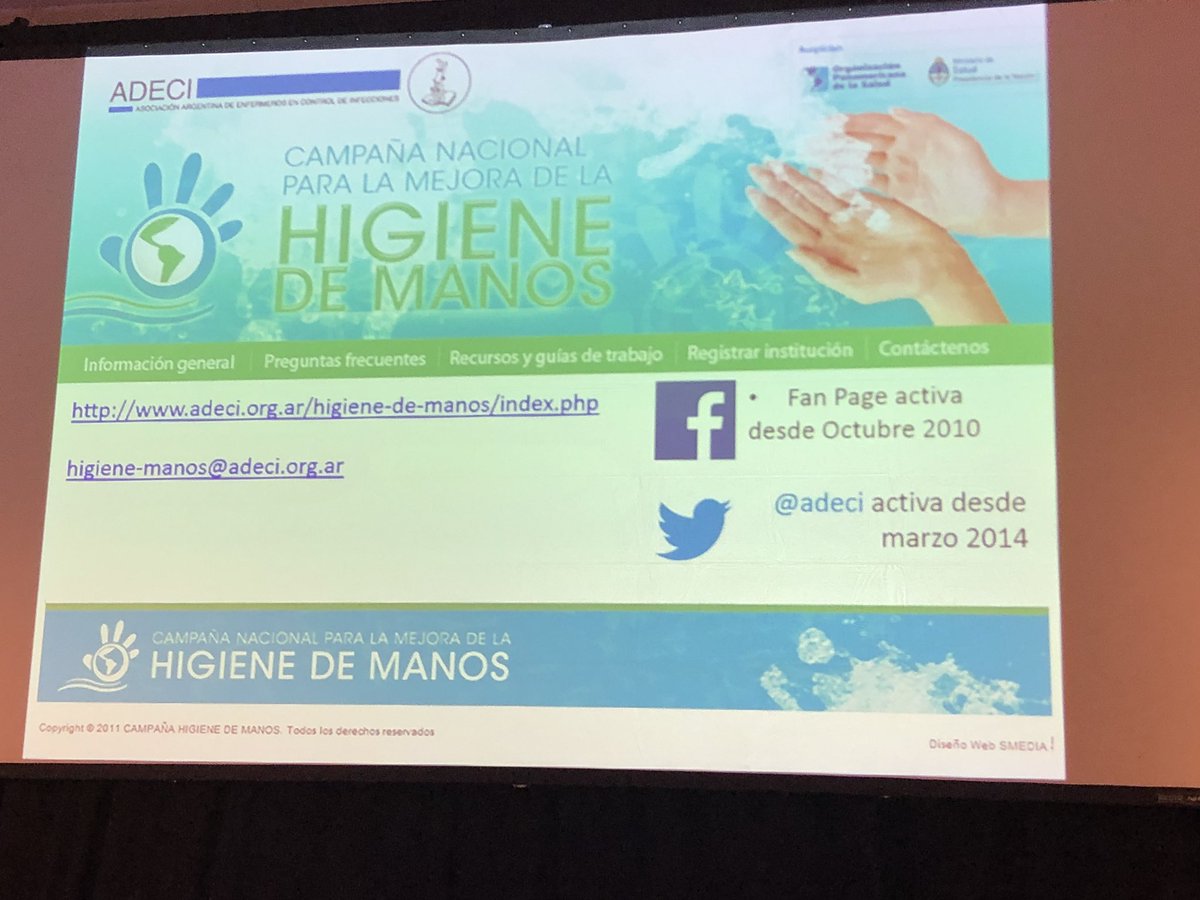 HILDAMQZ's tweet photo. #ICID2018 experiencias de #HigieneDeManos en Argentina #ADECI #Enfermería #AdaptToAdopt #CleanHands #LATAM https://t.co/q88Z46D3re