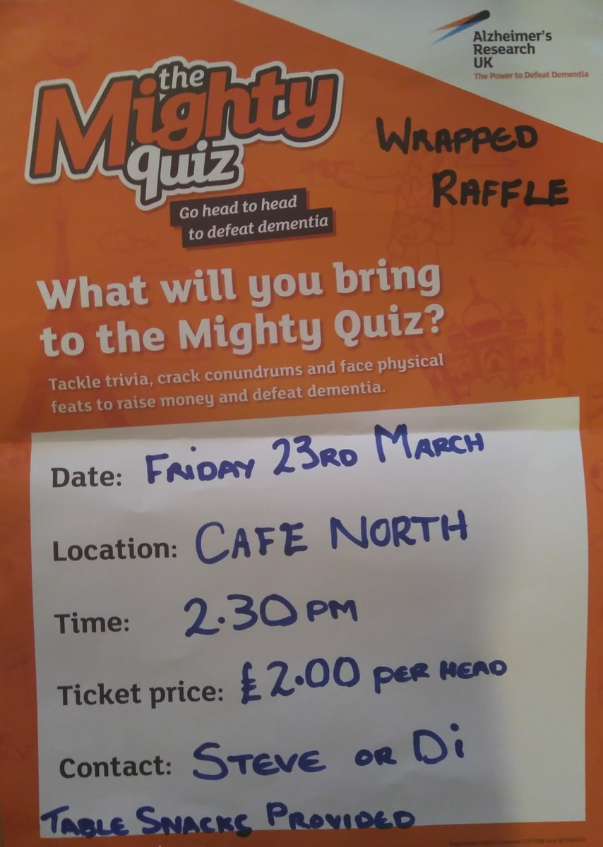 RecoveryActive's tweet photo. Quiz Afternoon @CafeNorthBN21 on Friday 23rd March. Prizes to be won! #makerecoveryfun https://t.co/WCE5Lj5uPR