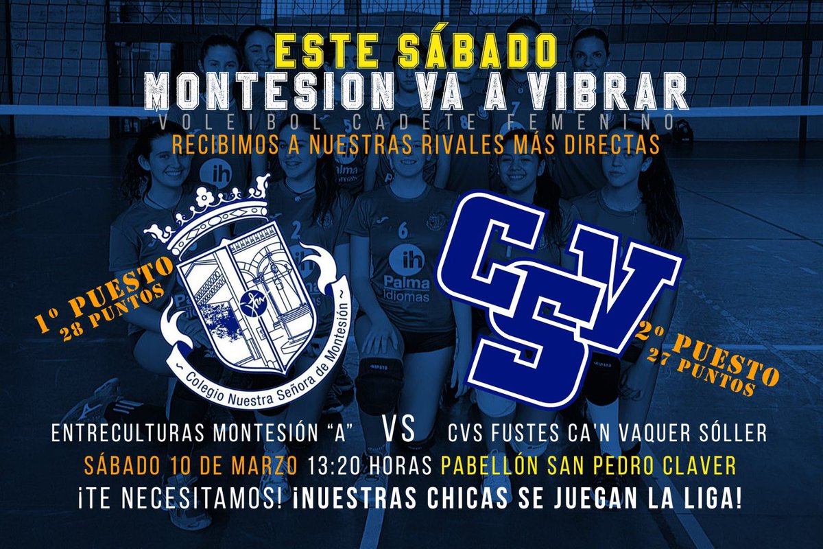 EntreMontesion's tweet photo. No te lo pierdas este sábado!! Nuestras chicas del cadete, se juegan la liga!!

#EMVolley🏐
#MontesiónEsUnSentimiento💙 https://t.co/LANXUbLwNN