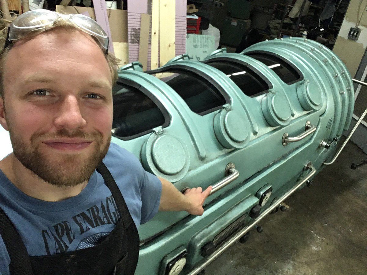uoftmagazine's tweet photo. Check out this #UofT connection to the #Oscars: Charlie Katrycz, a master’s student in @uoftengineering, was part of the team at @WalterKlassenFX that built the creature's tank for “The Shape of Water." @CKatrycz #AcademyAwards2018 @RealGDT #BestPicture https://t.co/SlZl2PQHLO