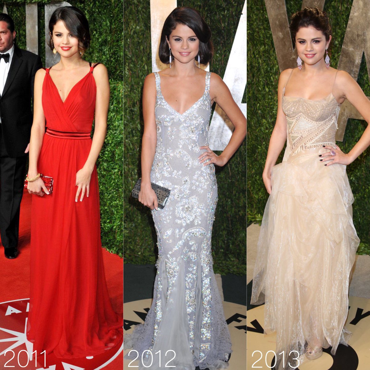 GomezSource's tweet photo. The #Oscars are today! Selena has attended the Vanity Fair after party 6 times. What year was your favorite look? https://t.co/IoqEl8P3FD