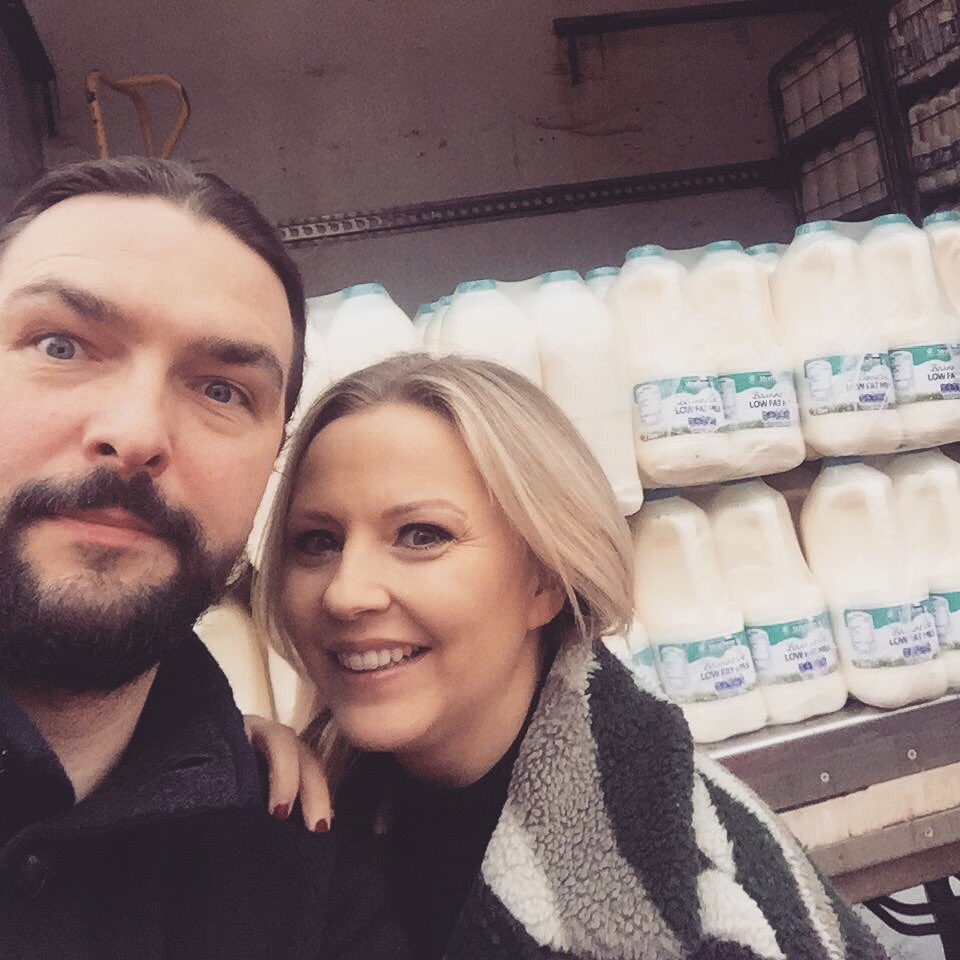 Diane &amp; Dominik , 2 of our Regional mgrs on the milk run earlier, keeping the show on the road ❄️☕️🥛