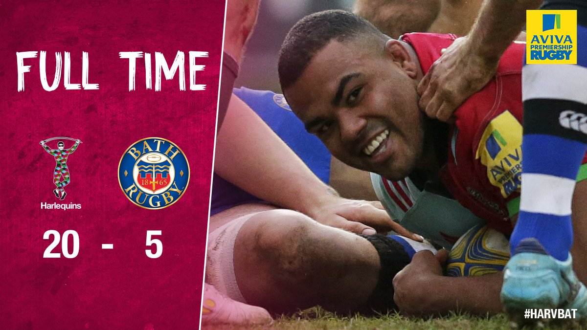 Harlequins's tweet photo. Full-time | Harlequins 20-5 Bath Rugby 

GET IN THERE #HARvBAT https://t.co/E3gOBP84Na