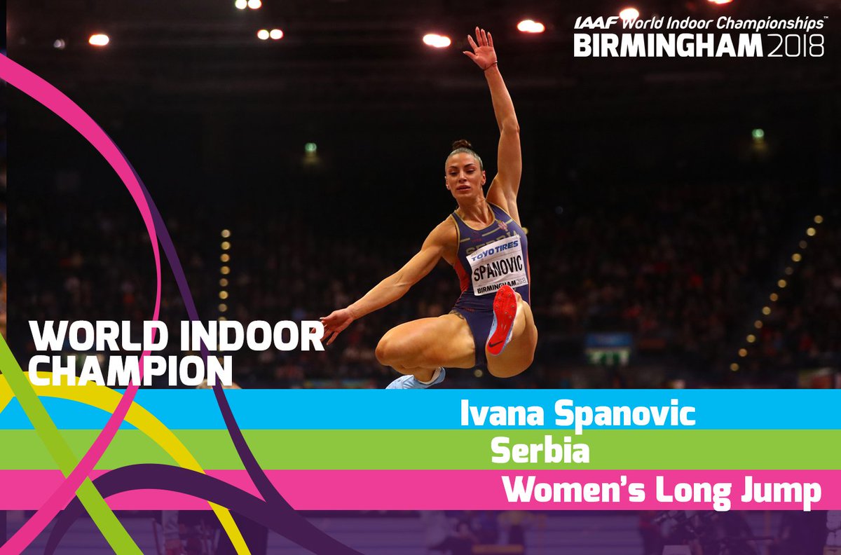 WorldAthletics's tweet photo. It's a world-leading 6.96m and her first #IAAFworlds 🥇 for @IvanaSpaNOv1c in the women's long jump. https://t.co/tKOMGIf2n6