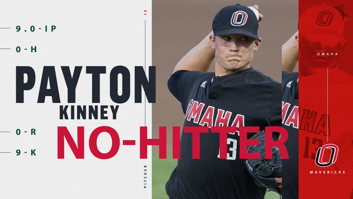 NCAABaseball's tweet photo. 😱 NO NO Another NO NO 😱

@OmahaBSB Payton Kinney was DEALING for the Mavs today, tossing Omaha's first no-no since 2015! https://t.co/VZitfs82jm