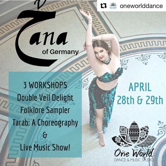 ZanaDance's tweet photo. Can’t wait to meet y’all in #phoenix ! 
#Repost @oneworlddance with @get_repost
・・・
All the way from Germany... @zanadance is coming in April with 3 exciting workshops for you! 
#bellydance #workshops #doubleveil #folklore #LiveMusic https://t.co/zdzkgZyGhl https://t.co/1rxZ2oT3Xl