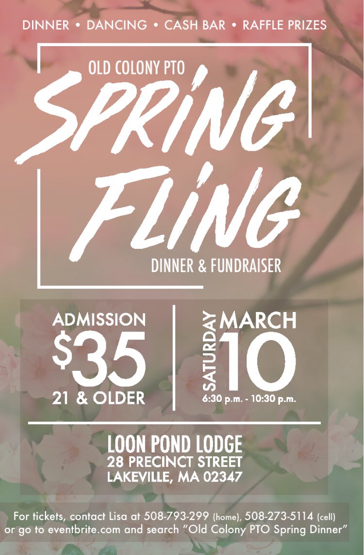 Old_Colony_SC's tweet photo. Hey Cougars! Spread the word around about the Adult Spring Fling! Tell your parents &amp; their friends! It will be a fun night!! @2018Oc @OC_MrsMachamer @AthleticCougars @aaronpolansky @OC_Culinary @OCNonTradCareer @oldcolonynhs @OC_Carpentry All the info is below👇🏼👇🏼💃🏻🐾 https://t.co/ljWVosqovt