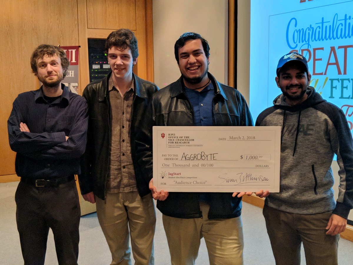tychetree's tweet photo. Thanks to everyone that came out to support us at the JagStart pitch competition! It was thanks to your support that we were able to get the audience choice award! @IUPUI https://t.co/KYMOzm23Uh