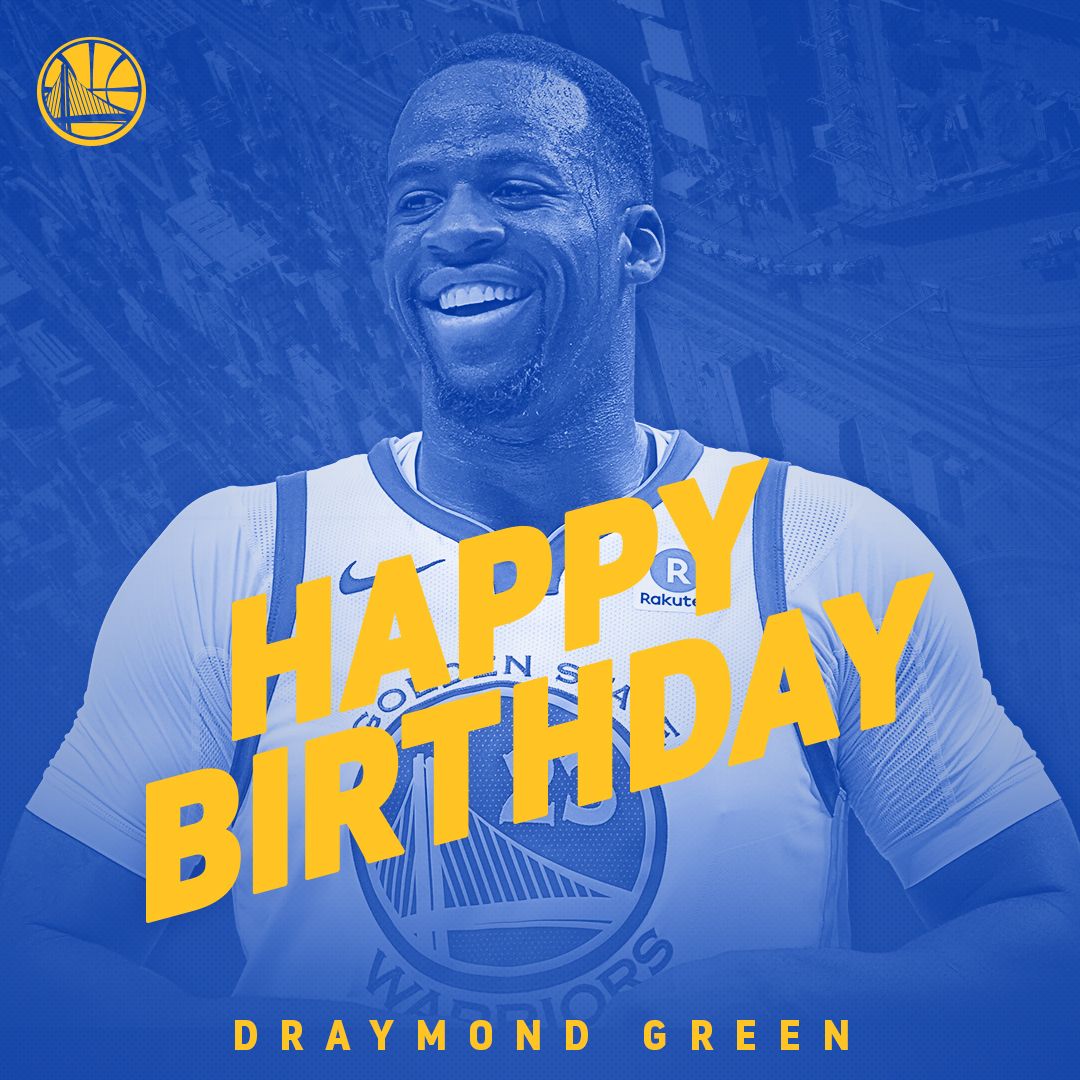 warriors's tweet photo. #DubNation, please join us in wishing @Money23Green a happy birthday! 🎉🎈 https://t.co/emsv3wPrv0