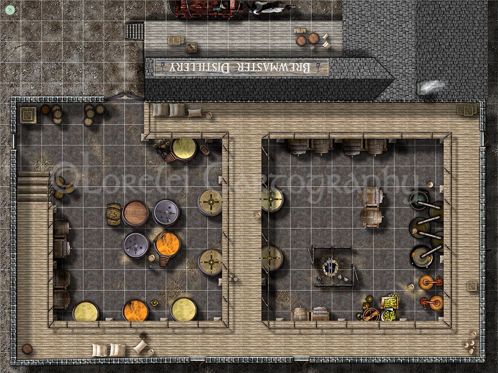 LoreleiCartog's tweet photo. Brewery Battle Map by LoreleiCartography #RpgMaps #BattleMaps #DnD https://t.co/KA8Us2vHQ4