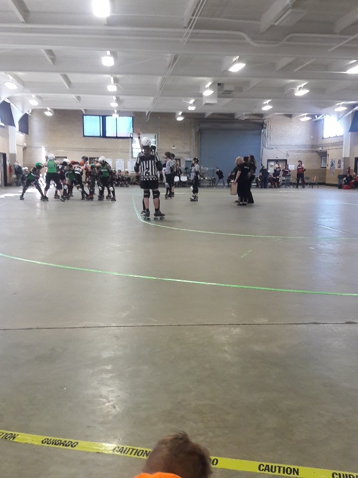 Jam 12. 19 point monster jam to Naptown.
Timeout. 
P2. Jam 13. 10:25 to go.
197-73 Naptown. 
Officials looking official.