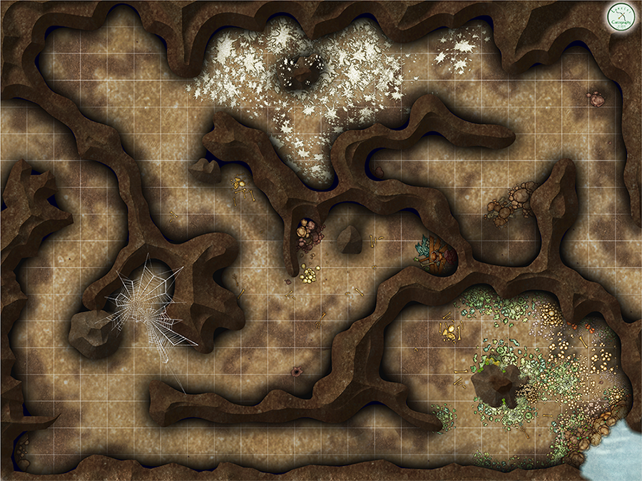 Cave Tunnels Battle Map by Lorelei Cartography. 