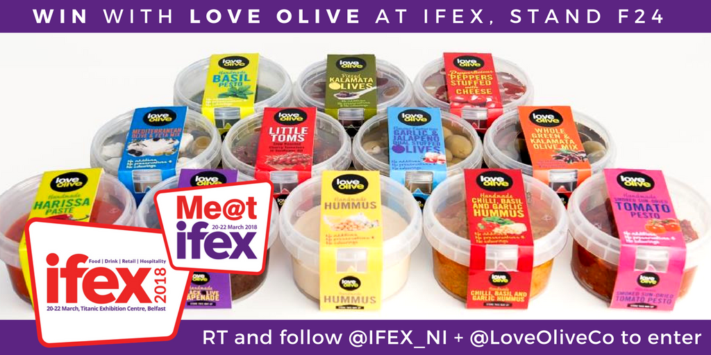 IFEX_NI's tweet photo. To say thanks for being part of the #IFEX community, we are running an exciting #competition to win 6 delicous @LoveOliveCo retail pots! Simply RT + make sure you're following both accounts to be entered! 🥗
(T&amp;Cs: https://t.co/Z0ZiwezJ6n / Competition ends 14.03.18) https://t.co/CPuIN0FqXh