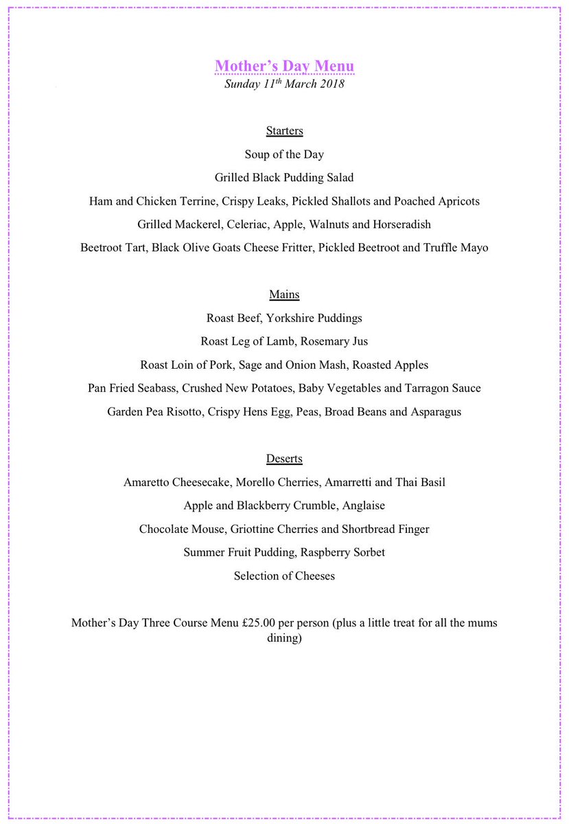 TheWellington5's tweet photo. We have a special set menu for #MothersDay on March 11th 🍽❣️ For reservations please call on 01706 658698 📞 #Rochdale #Dining #Menu https://t.co/pP9OdMJOEJ