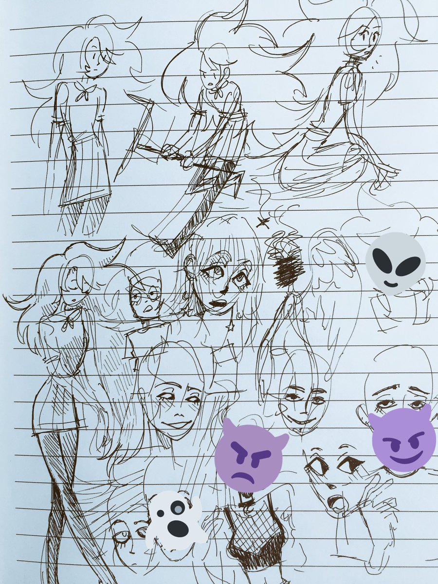 &amp; mindless doodling in-between classes ?‍♀️
#art #ocs 