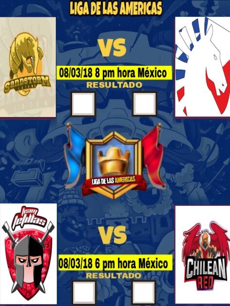 Grupo D
Jornada 1

<a href="/sandstromclov3/">SandstormLatam3</a> vs <a href="/TeamLiquidCL/">TeamLiquid CL</a> 

<a href="/TetillasTeam/">Team tetillas</a>  vs <a href="/ChileanRed_/">Chilean Red</a>