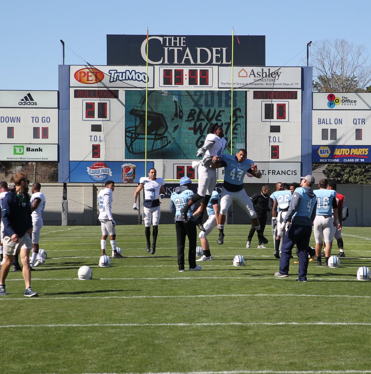 CitadelFootball's tweet photo. Take a look back at yesterday's Blue and White Spring Game! #FireThoseCannons 

📸: https://t.co/UELwkYZLOR https://t.co/cPO6VjPmdo