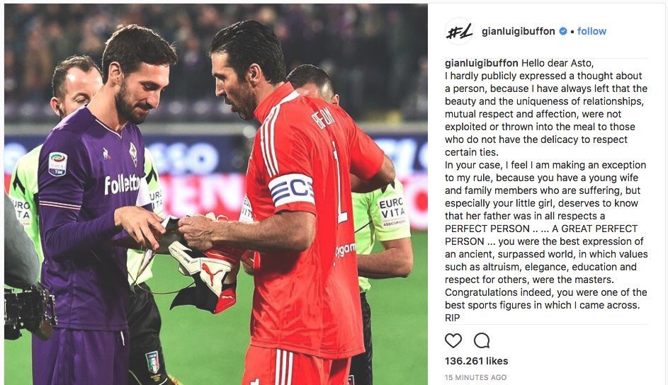 Pattystips's tweet photo. What a beautiful message from Buffon on Instagram. Class act. 👏🏻 https://t.co/6BJMl3mJvN