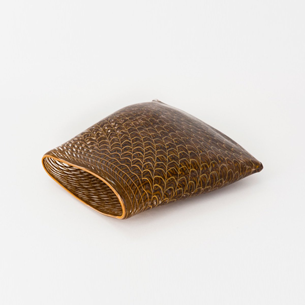 blown glass basketry by Arrernte artist Jenni Kemarre Martiniello — eel trap on left, dillibag on right