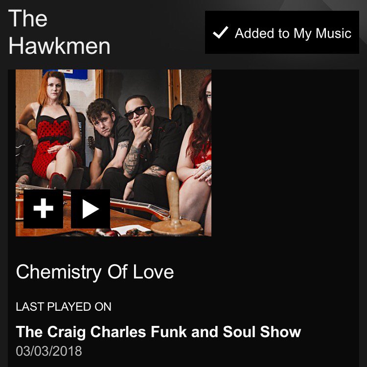 Chemistry Of Love on BBC radio last night, 21:26 in:
bbc.co.uk/programmes/b09…
#thehawkmen <a href="/BBC6Music/">BBC Radio 6 Music</a> <a href="/CCfunkandsoul/">Craig Charles</a>