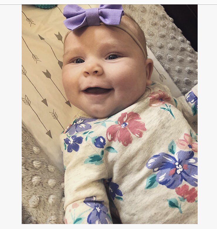 delaneyhamel's tweet photo. My sweet girl isn’t quite 3 months yet, but she’s in 6 months clothes and is growing like crazy! Time needs to slow down 😭💜🌸 #AubrieJune https://t.co/uat1CsegZX