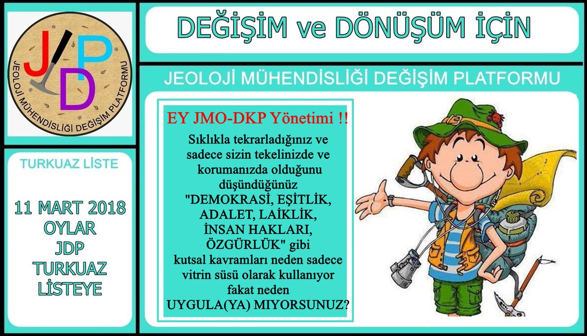 Yönetime geldiğimizde, akıl, bilim ve mühendislik ilkelerinin ışığında, JMO'nun nasıl bir meslek örgütü olacağını, kavramların sadece sözde söylemler olarak değil, özde nasıl uygulanacaklarını hep birlikte yaşayarak göreceğiz..
