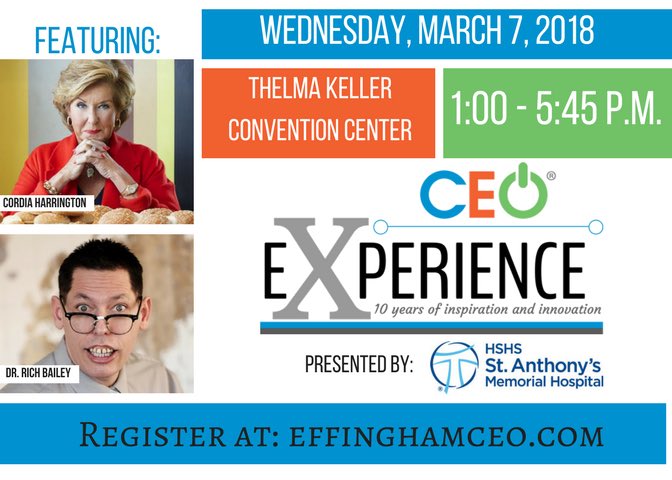 EffinghamCEO's tweet photo. Only a few days left before Effingham’s best business conference is here! Register NOW by clicking the link in our bio to inspire innovation in your lives and businesses after hearing our amazing keynote and breakout speakers! https://t.co/n4gEKRVJE8