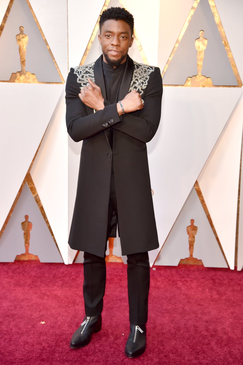 MTV's tweet photo. King @chadwickboseman has arrived at the #Oscars!!! https://t.co/jl23WcCUmz