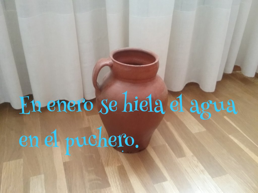 Remesastre's tweet photo. "En enero se hiela el agua en el puchero" Se dice como expresión gráfica del intenso frío que suele hacer en este mes del año"  #refraneroMLearningCFIE@CFIE_Segovia https://t.co/n0oIWtKw06