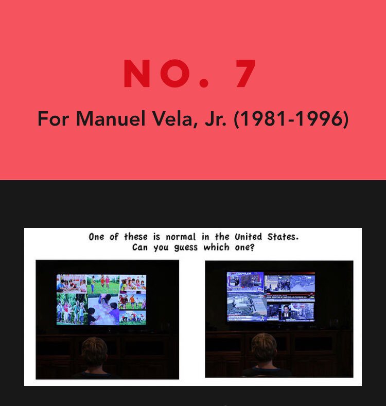 ProjctIRemember's tweet photo. No. 7 for Manuel Vela Jr.
Hailee Thayer honors Manuel with her interpretation of these images in “The Norm.”
To read more, view our website! Link in our bio! https://t.co/HslkLQaTWh