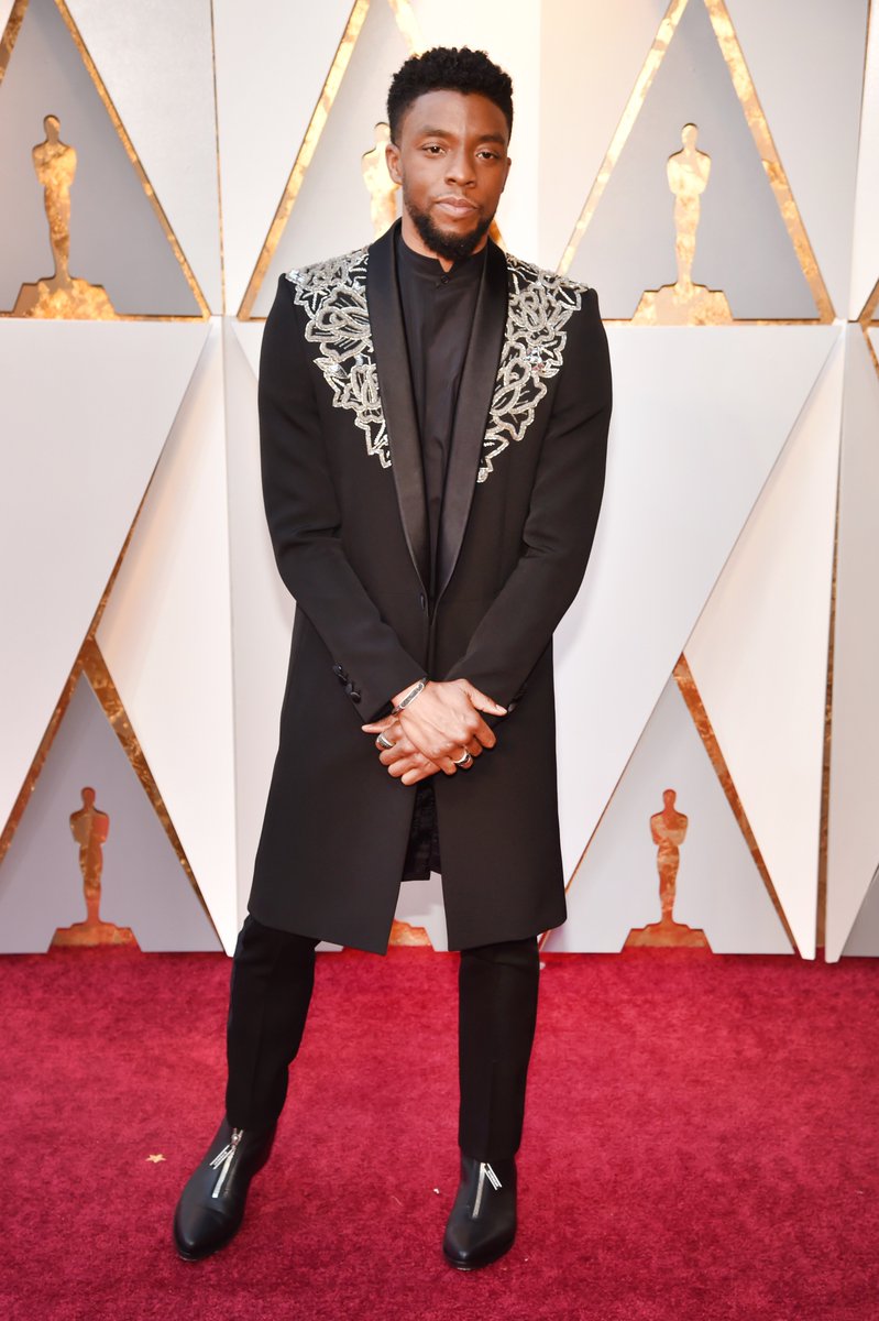 MTV's tweet photo. King @chadwickboseman has arrived at the #Oscars!!! https://t.co/jl23WcCUmz