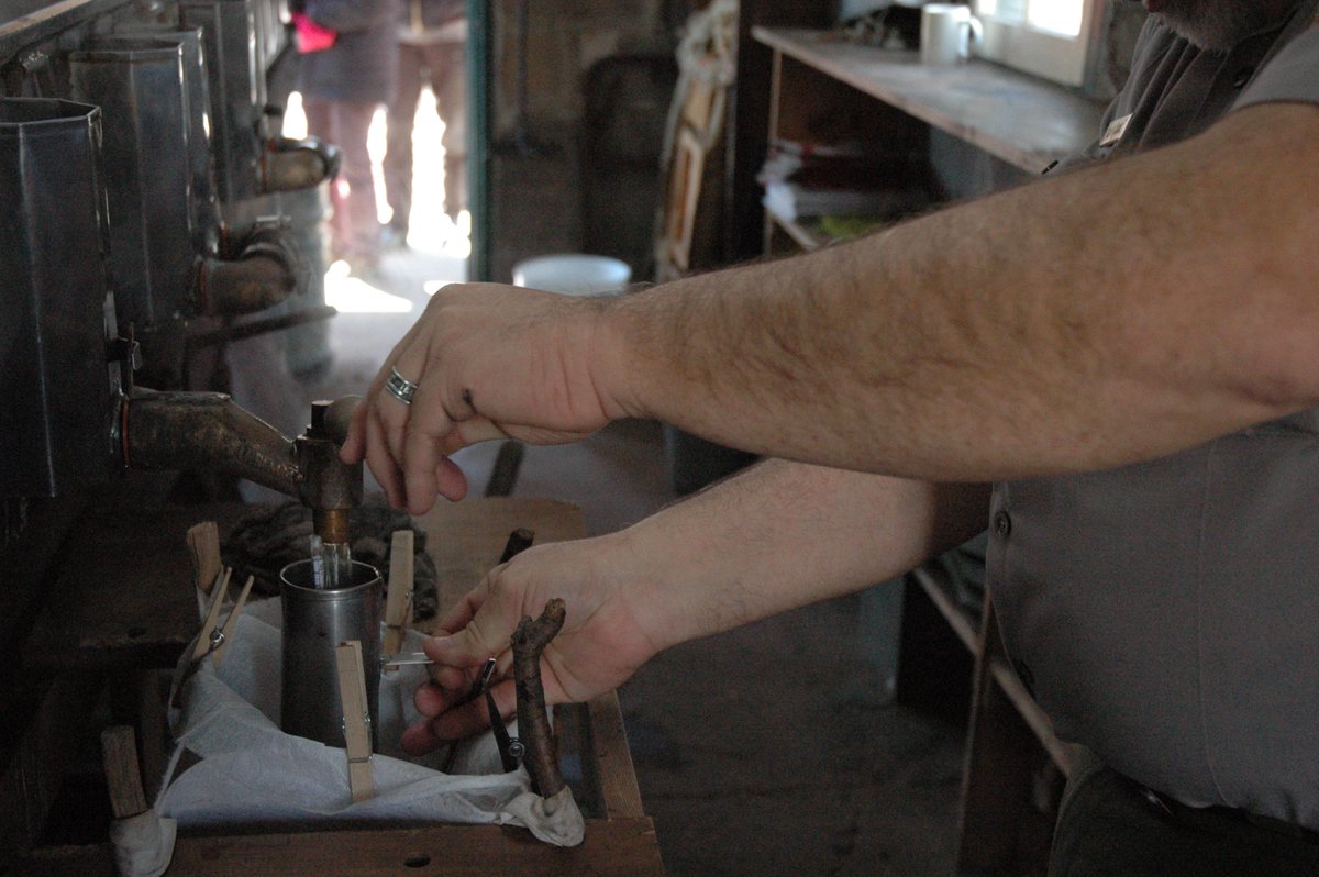 IndianaDunesNPS's tweet photo. #MST40 The maple syrup is flowing today in the sugar shack. Who knows what percentage of sugar is needed to call it syrup? https://t.co/lBDLqcmoDH