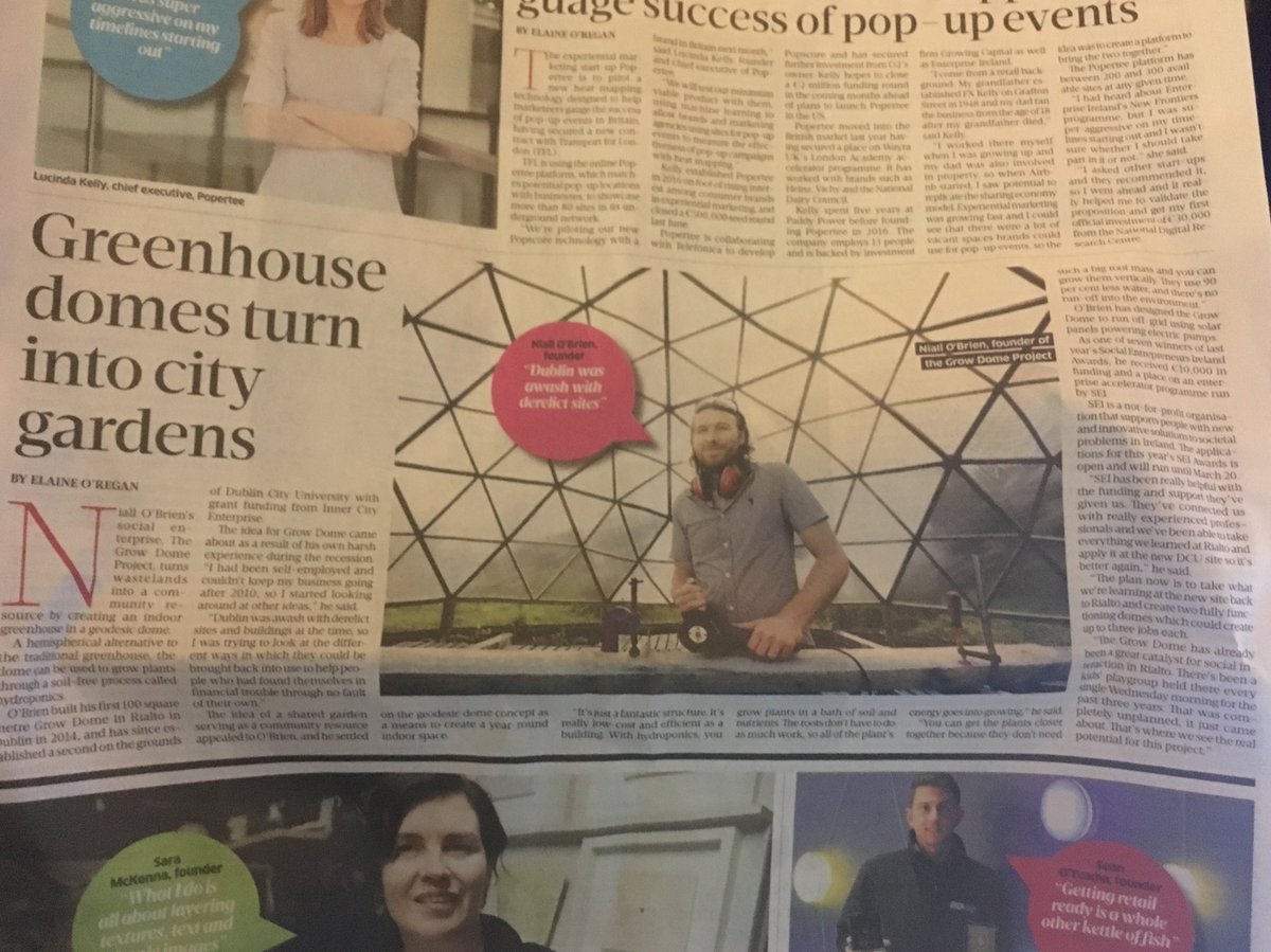 Great to see <a href="/thegrowdome/">The GrowDome Project</a> project featured in today's Sunday Business Post! businesspost.ie/business/green… Niall O'Brien was a 2017 #SEIAward winner. Who will this year's Awardees be? APPLY today for funding &amp; support for your idea or project. socialentrepreneurs.ie CLOSING March 20th.
