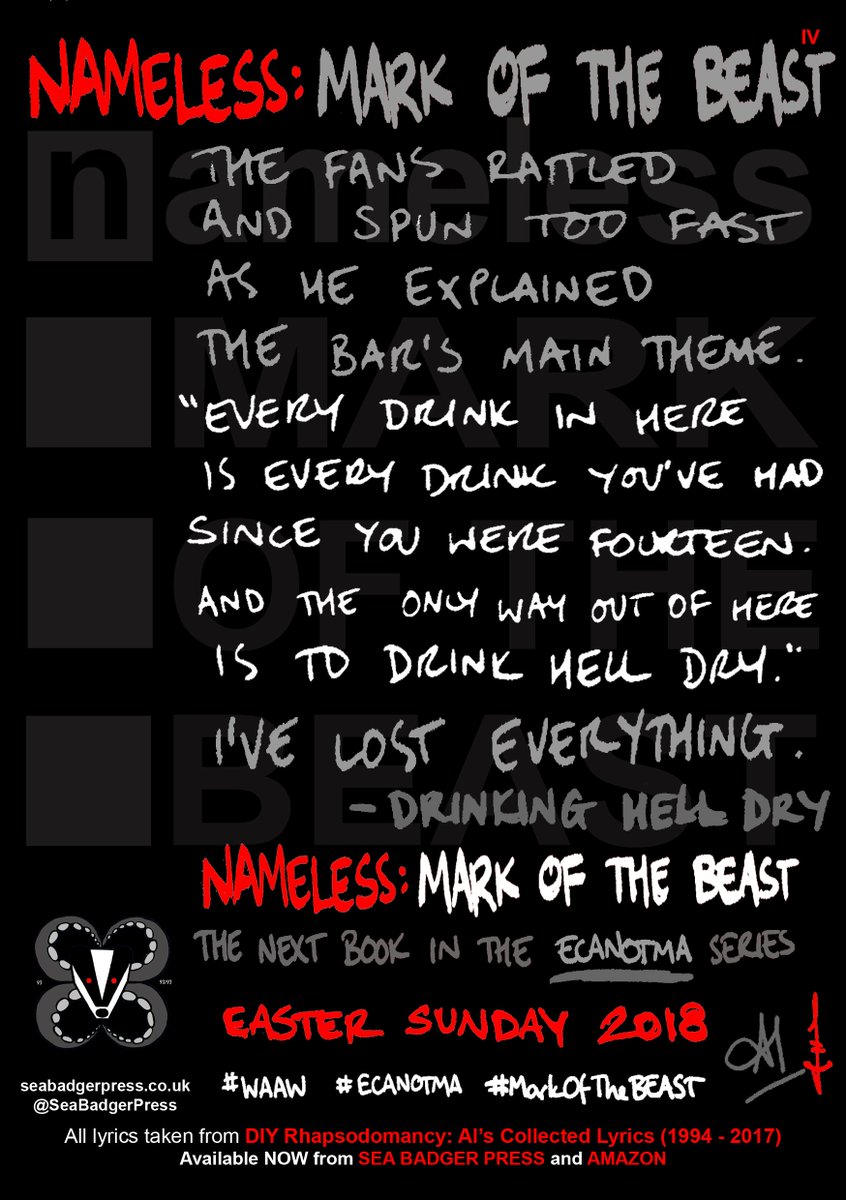 SeaBadgerPress's tweet photo. .@NamedLes: #MarkOfTheBEAST
The third volume of #ECANOTMA, .@Al_No_23's ergodic autohagiography.*
On sale: Easter Sunday 2018
From: https://t.co/nPQGSN1etj

*Don't ask. https://t.co/4vd5gP05y9