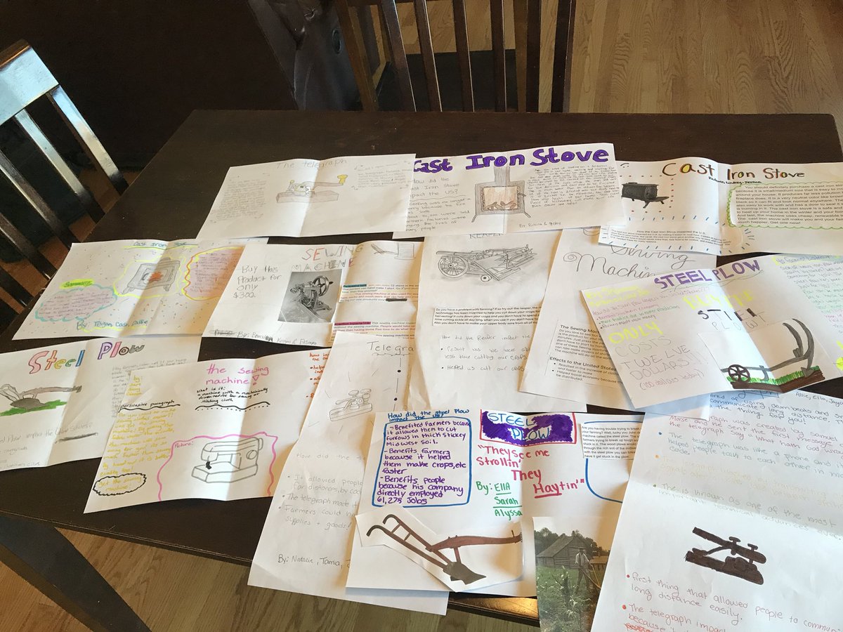 JMonson158's tweet image. Industrial Revolution invention posters! Students understanding how technology of the time changes people’s lives #marlowe158 #sundaygrading