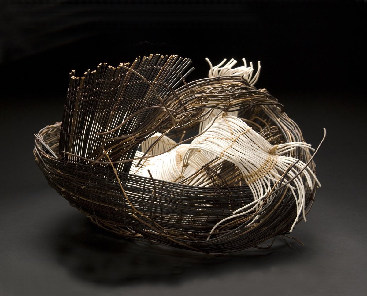 on the left, mayumi tsukada's piece 'wrap'. on the right, yasuko hoshino's piece 'situation'