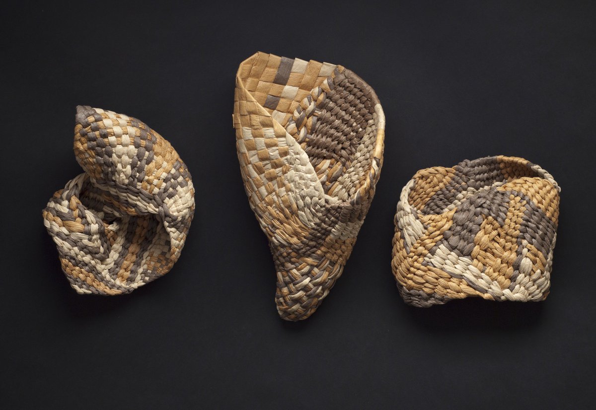 on the left, mayumi tsukada's piece 'wrap'. on the right, yasuko hoshino's piece 'situation'