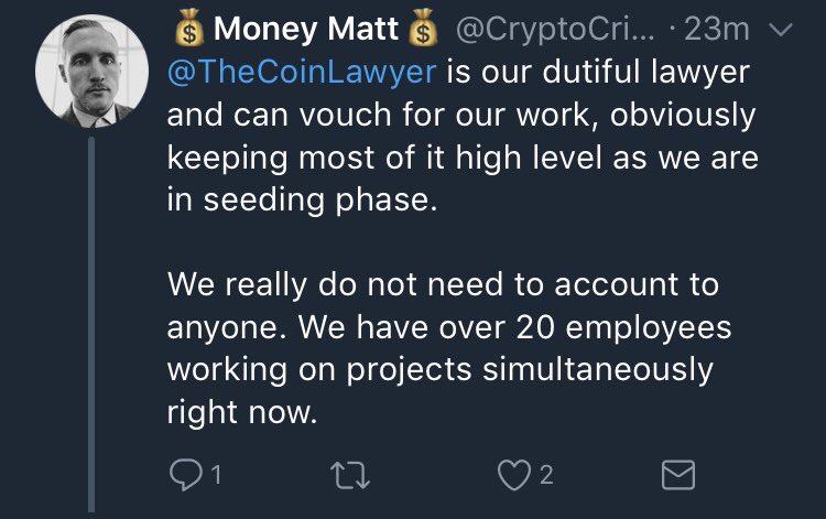 DonCryptoh's tweet photo. @TheICOJournal I’d love to hear what @TheCoinLawyer has to say. He seems to be a straightforward, respected guy in the crypto-twittersphere. @CryptoCriedWolf has dropped his name many times https://t.co/sCgWxBItOD