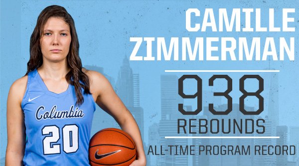 Wow. Camille Zimmerman now becomes Columbia's all-time leading rebounder with her 938th! #SeniorDay #RoarLionRoar
