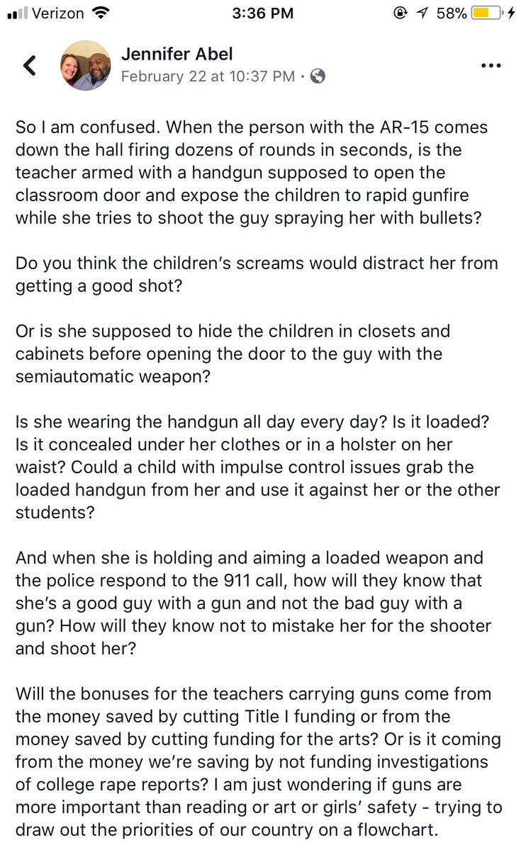 longlivekcx's tweet photo. I came across this post. Read every single word. Arming teachers is not the solution. https://t.co/C3NT8IpZfd