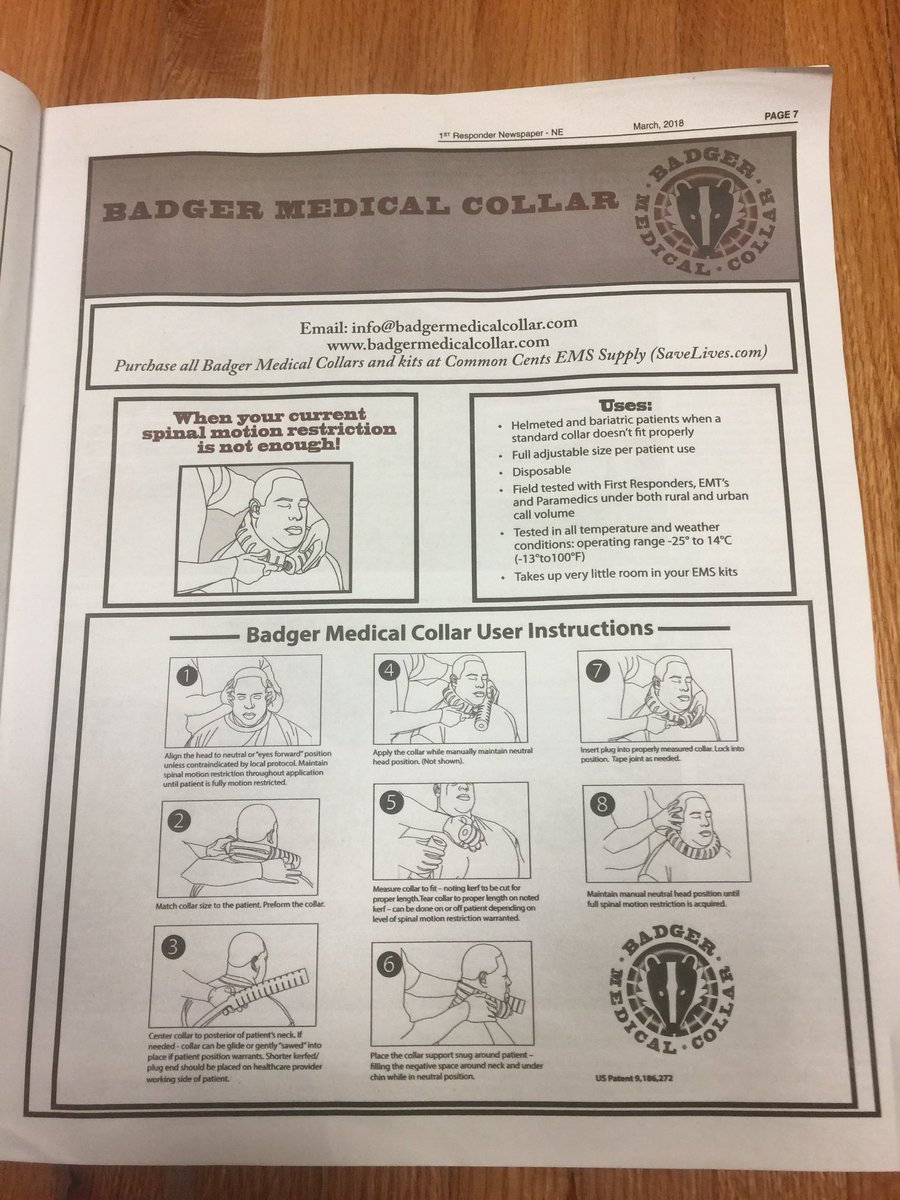 tkussow's tweet photo. Grab the latest issue of #1stResponder March issue #NE #EMS #Ambulance #firefighters #spinalmotionrestriction #savelive .com #badgermedicalcollar .com https://t.co/FmBMQgyx2T