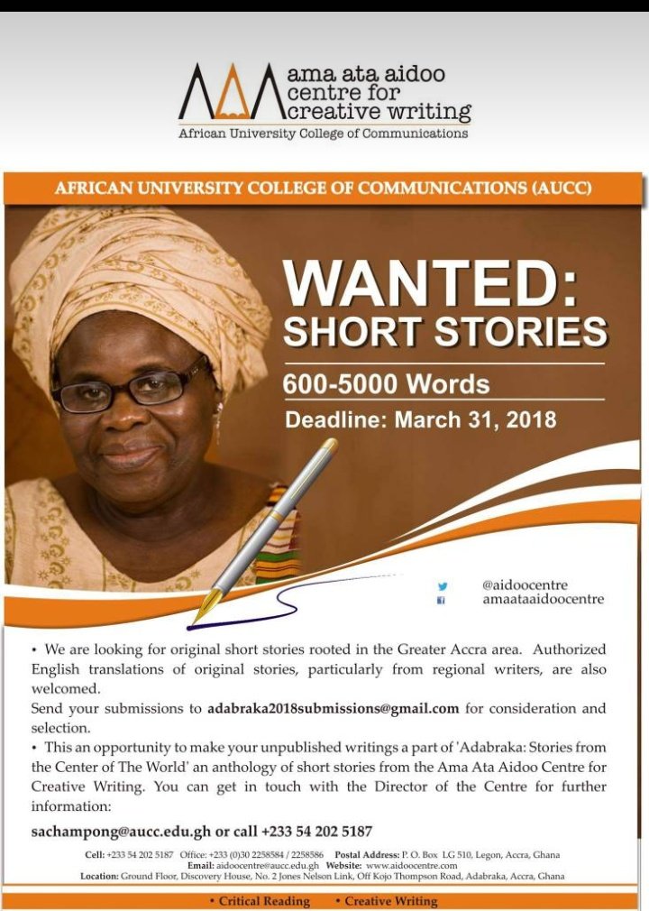 writersPG's tweet photo. "We are open to submissions for an Anthology .Stories should be original and rooted in Accra for possible publication in our Anthology." - Nana S. Achampomg. https://t.co/FqNyncM4Bl