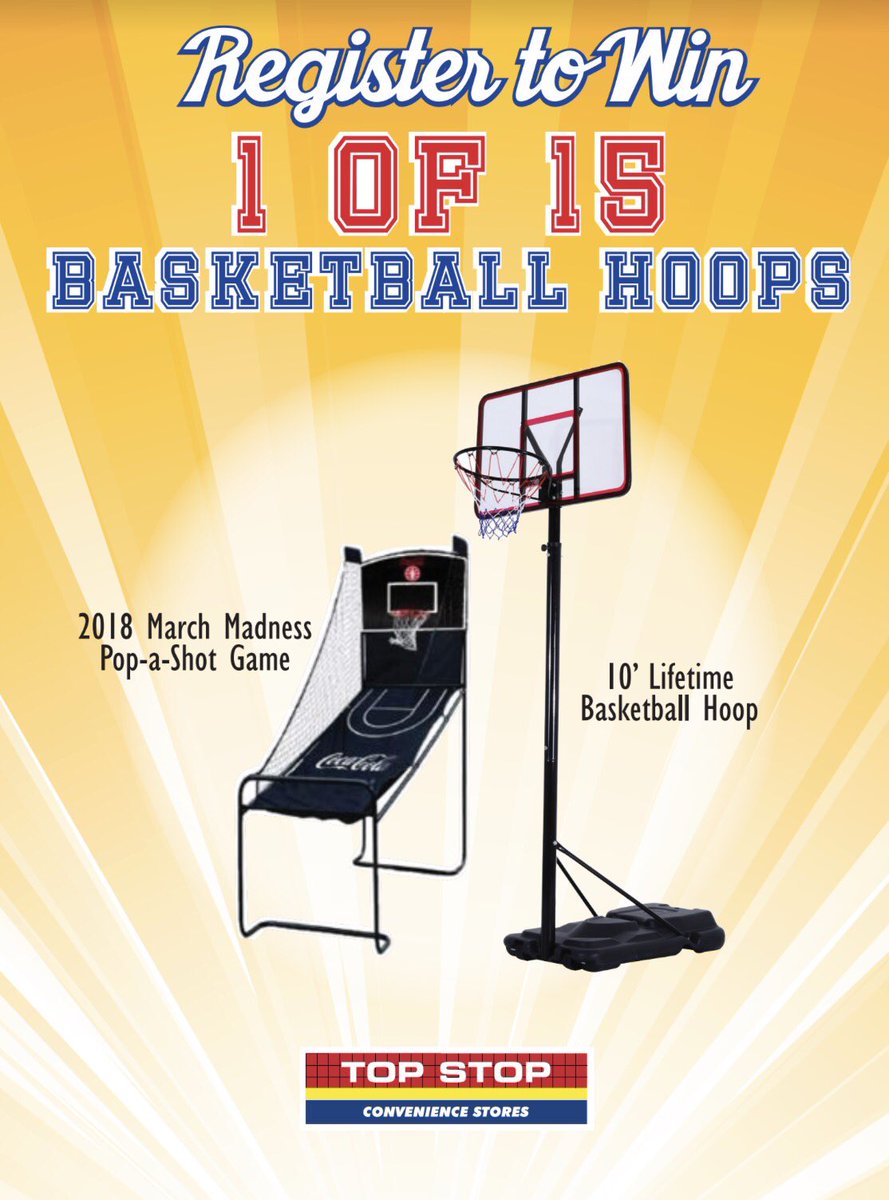 TopStopCS's tweet photo. Get Ready for March Madness. Come in and register to win 1 of 15 Basketball Hoops. Details inside our Top Stop locations.  
.
.
.
#TopStop #utah #idaho #convenientstores #perxsplus #marchmadness #basketball https://t.co/VigzK2EQ86