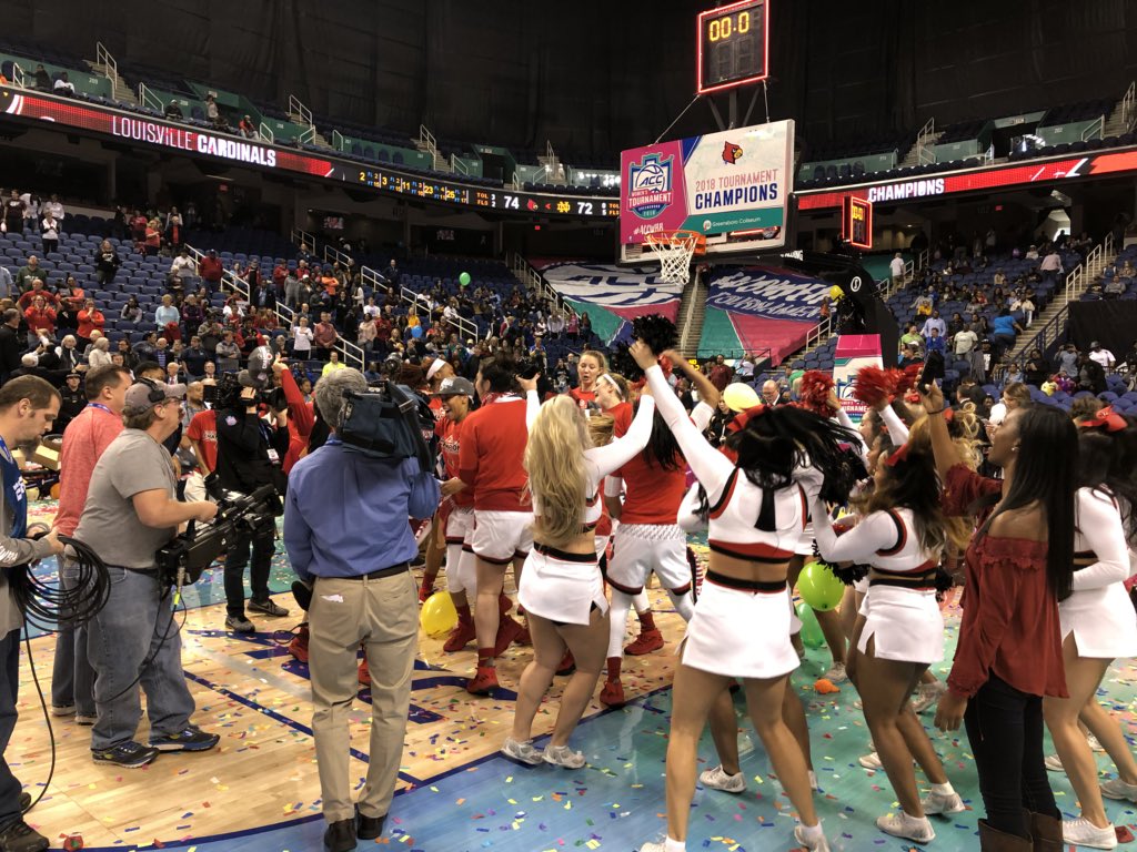 accwbbdaily's tweet photo. The Cardinals are hyped up after winning their first @accwbb championship. #ACCWBB https://t.co/W1zydlXjEn