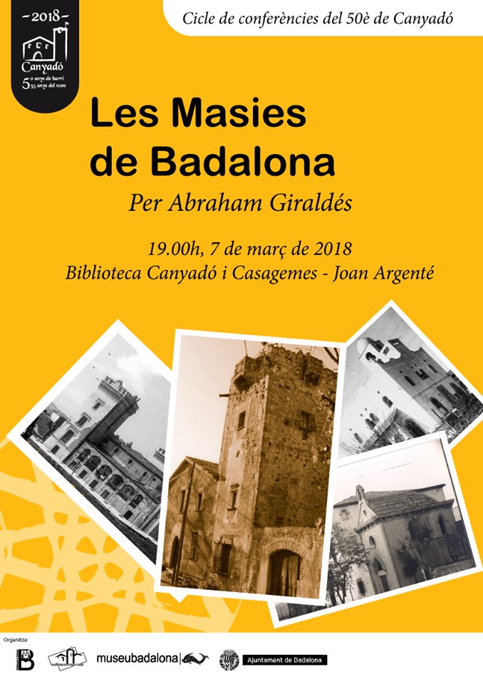 No us perdeu la conferència de dimecres a #bibcanyadó: 'Can Canyadó i les masies de Badalona' a càrrec d’Abraham Giraldés i Queralt, #historiador medievalista. #50èaniversari barri de #Canyadó #Badalona #Barri #Ciutat #Història