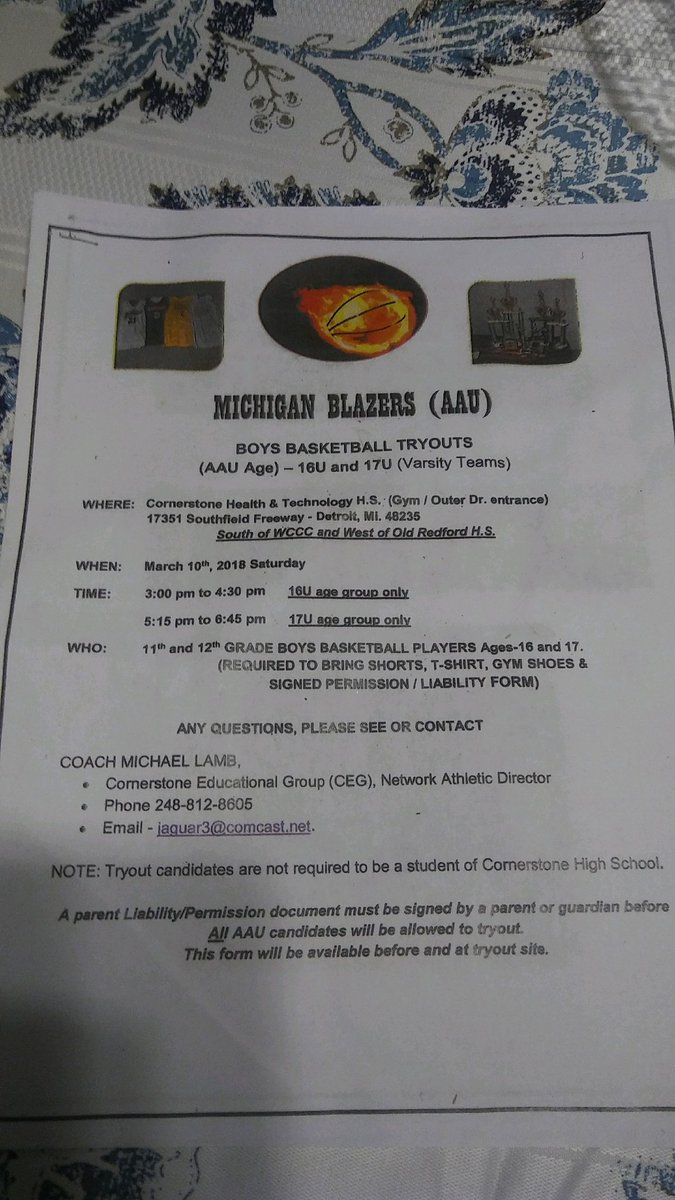 Michigan Blazers AAU tryout