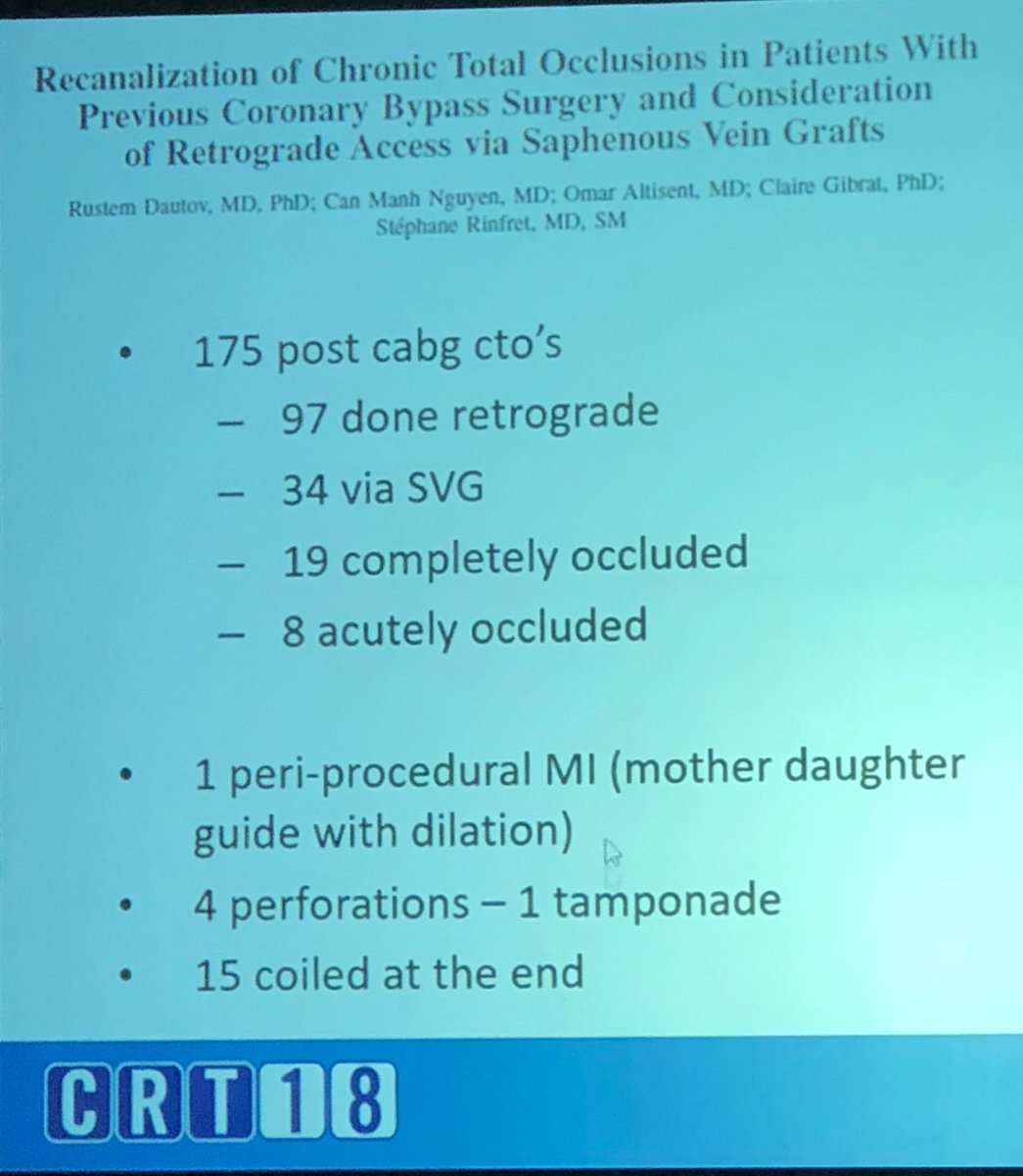 mirvatalasnag's tweet photo. Follow up to Twitter discussion SVG occlusion ⬇️⬇️
Paucity of data
Use SVG as conduit to PCI of CTO native vessel
Few done acutely
Complication rate high
@CRT_meeting #CRT2018
@ajaykirtane @rwyeh @mmamas1973 @esbrilakis https://t.co/NRBB57rfAW
