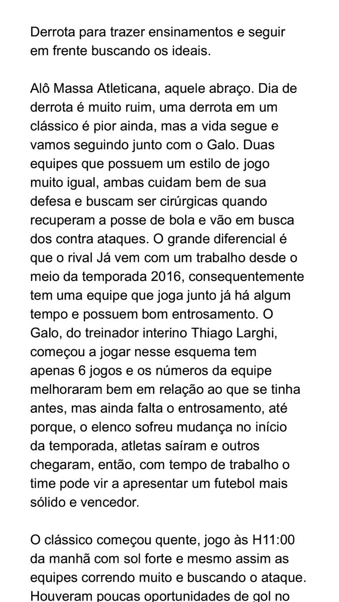 Falagalo13's tweet image. O colunista do #FalaGalo13 @LeeoSiqueiraa, escreveu o pós jogo da derrota do #Galo.

#Confiram 👇🏽

#FalaGalo13