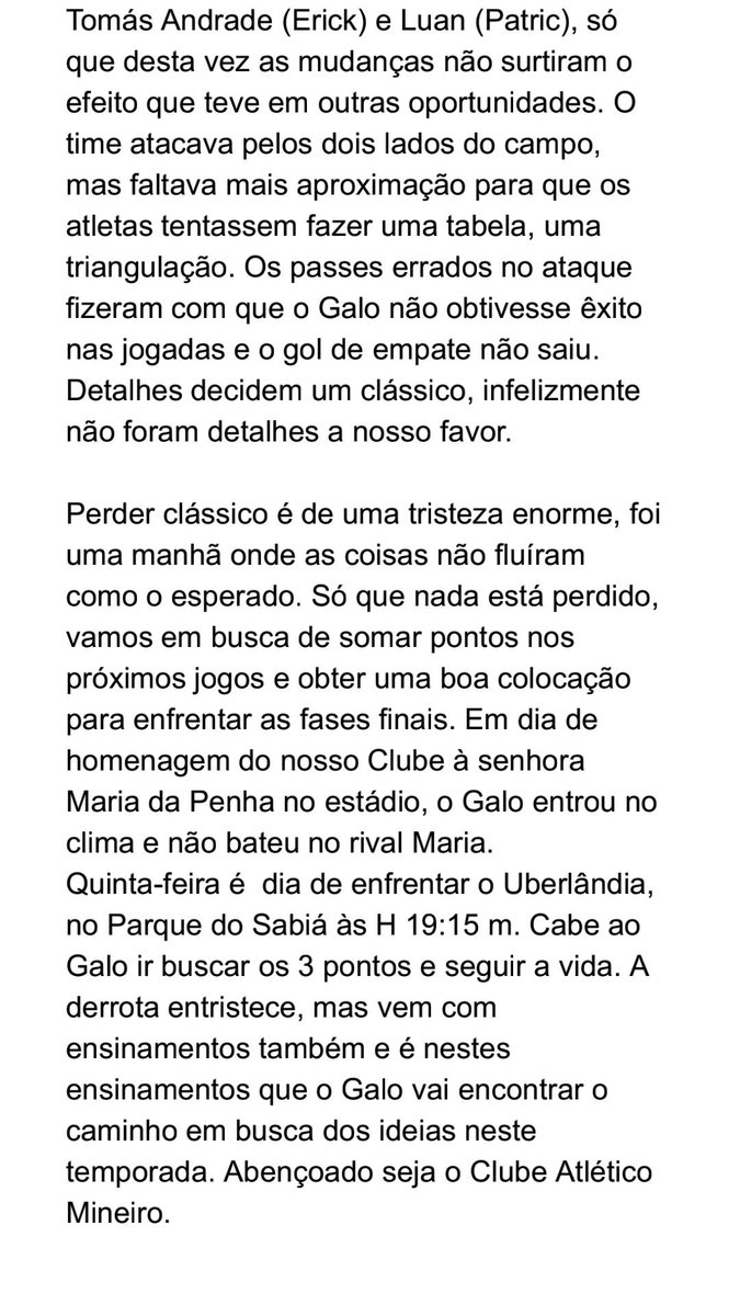 Falagalo13's tweet image. O colunista do #FalaGalo13 @LeeoSiqueiraa, escreveu o pós jogo da derrota do #Galo.

#Confiram 👇🏽

#FalaGalo13