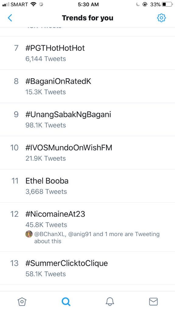 March 5,2018 still trending at no.12 as of 5:30am 😱 #NicomaineAt23